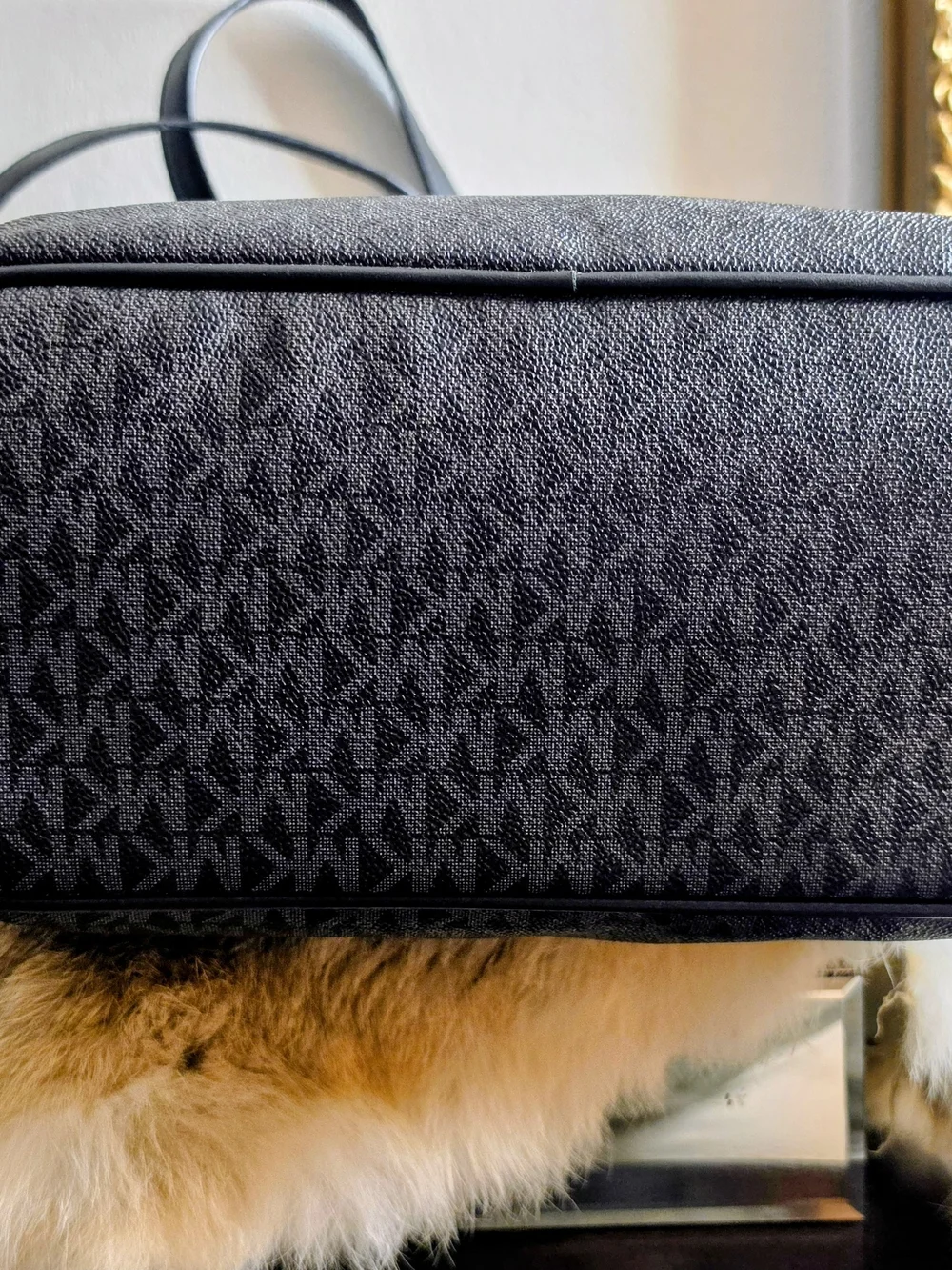 Michael Kors Black MK Signature Tote with Silver-Tone Rings
